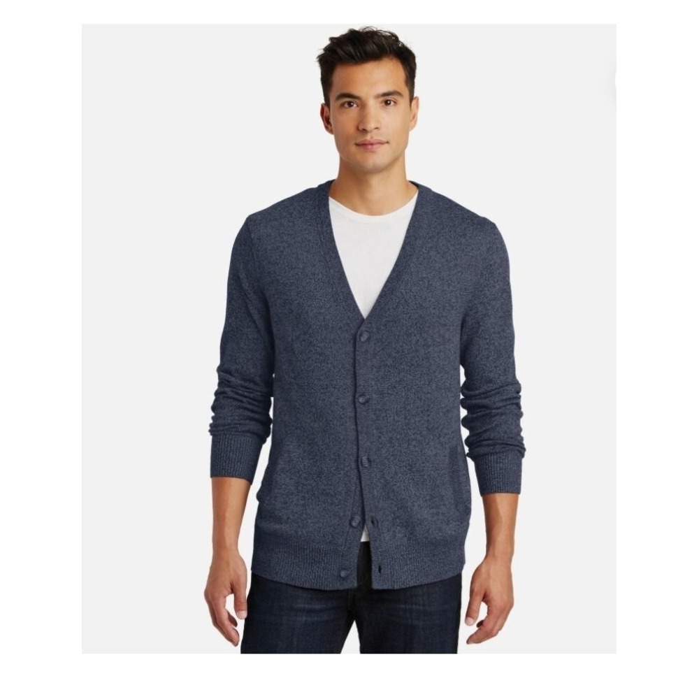 New District Made Men's Gray Cardigan V-neck Sweater Size XL. Pockets - Picture 1 of 4